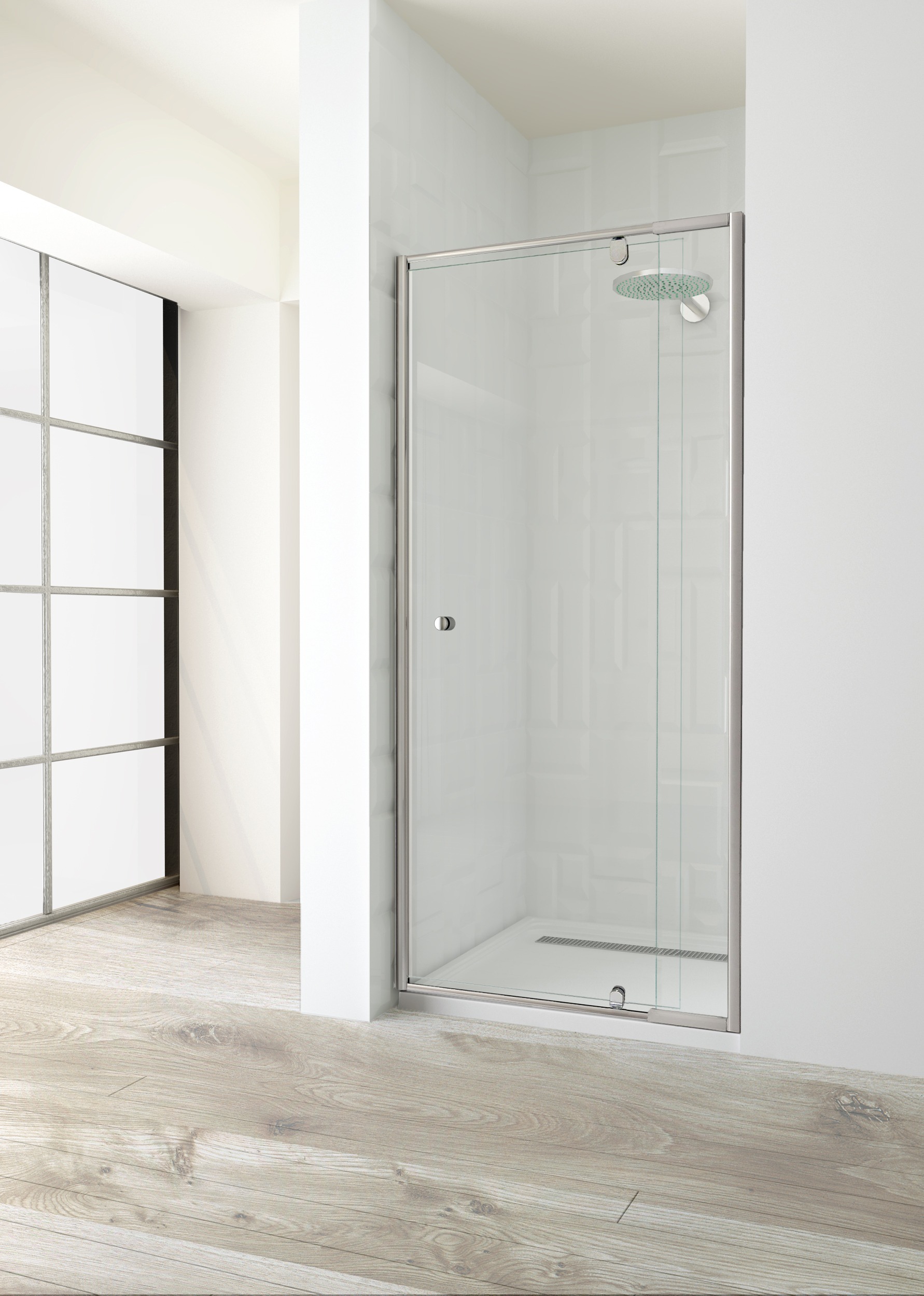 Semi Frameless Shower Screen Wall to Wall With Magnetic Pivot Door 1950H adjustable
